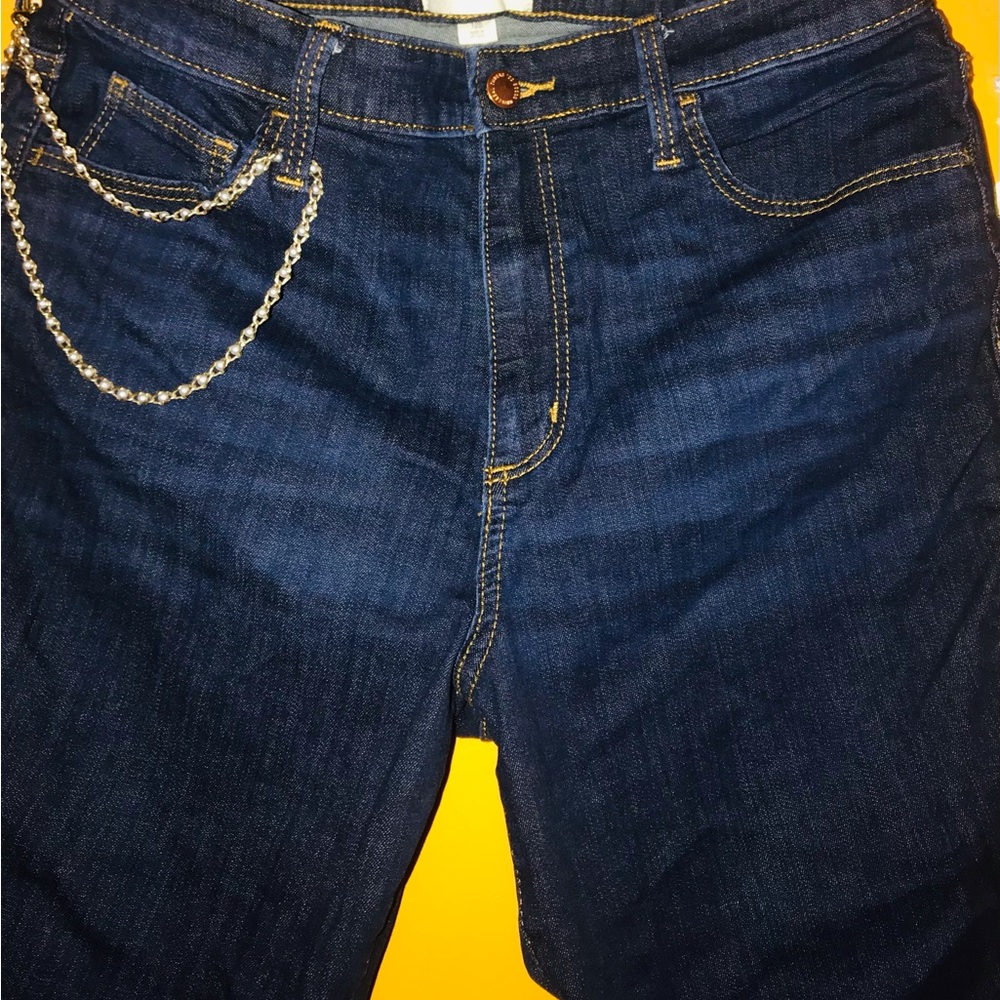 Universal Thread Dark Blue High Rise Skinny Jeans 👖 w/ Custom Chain Detail